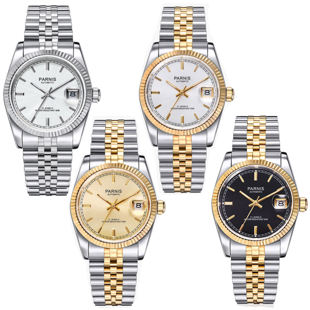 Parnis 36mm Mens Automatic Wat - огляд і ціна Luxury Watch Gold And Black