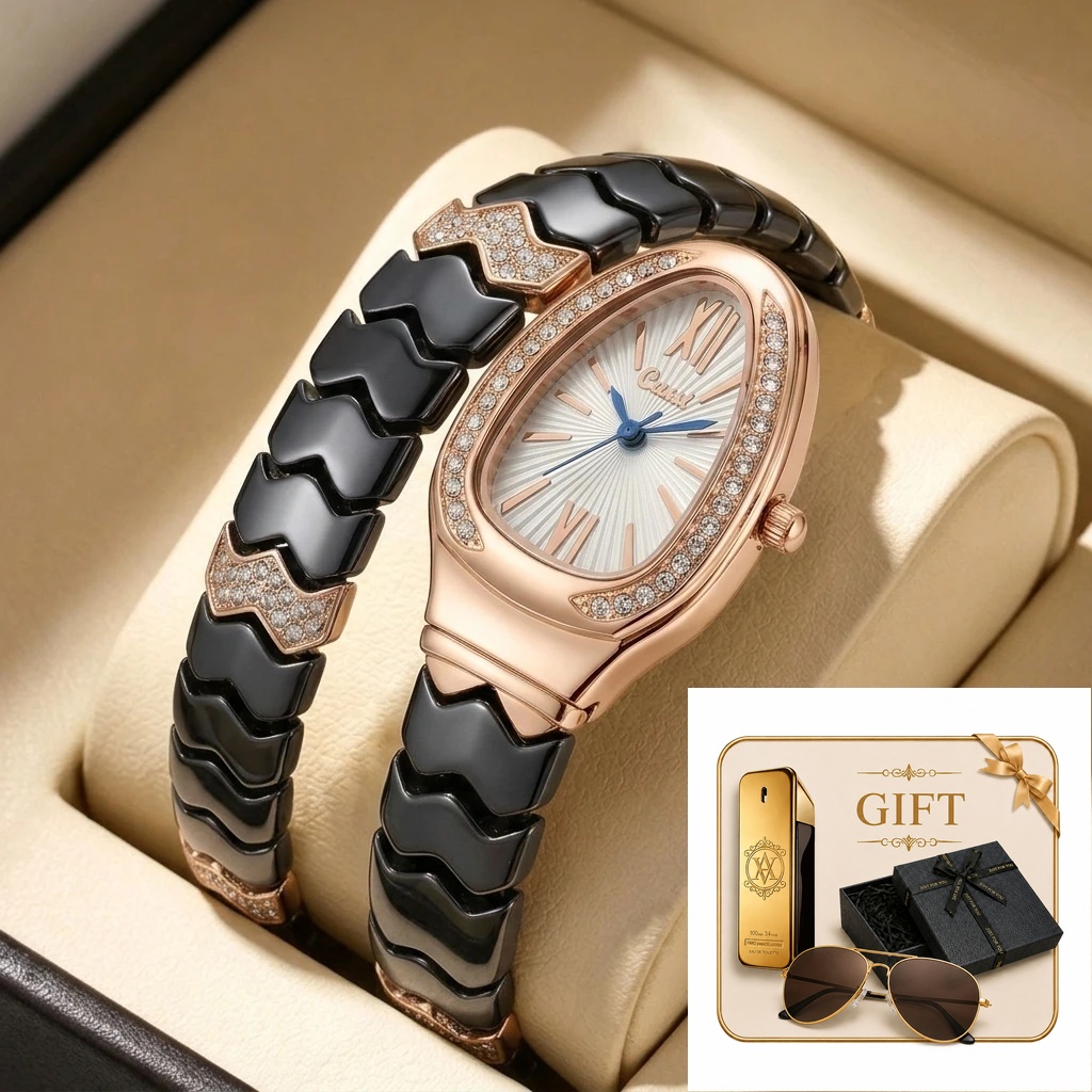 4pc Ladies Black and Rose Gold - огляд і ціна Luxury Watch Gold And Black